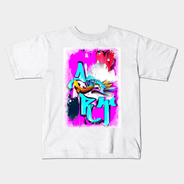 Art love graffiti Kids T-Shirt by SilverPixieArt